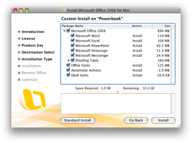 Office 2008 Install