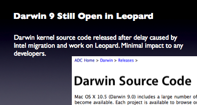 Darwin 9 Still Open in Leopard Darwin 9 Still Open in Leopard
