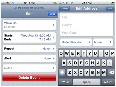 iPhone calendar contacts
